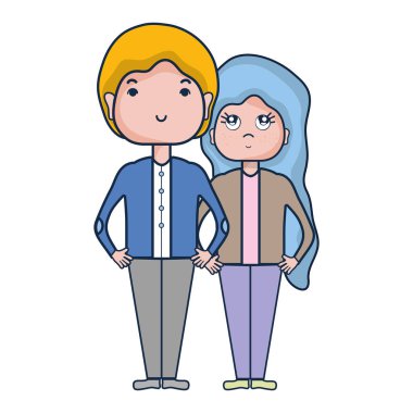 Güzellik çift ile birlikte saç modeli tasarım illüstrasyon vektör