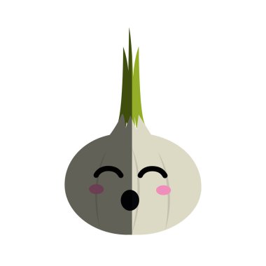 Kawaii güzel komik soğan sebze, vektör çizim