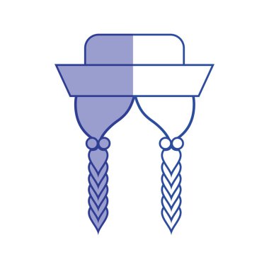 siluet güzel saç baş vektör çizim şapka ile