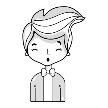 şık takım elbise ve saç tasarım vektör illusration bir satır güzel çocuk