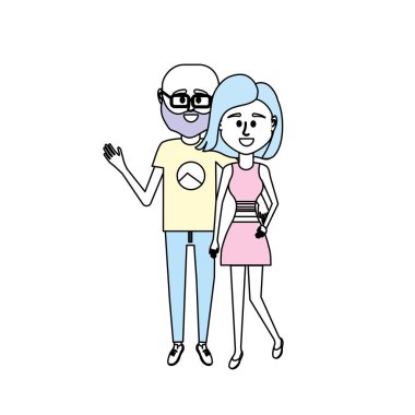 Çift clouthes tasarım vektör çizim simgesi ile birlikte