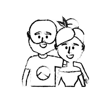 Şekil çift ile birlikte rahat kıyafetler vektör çizim tasarım