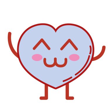 Kawaii şirin mutlu kalp aşk vektör çizim