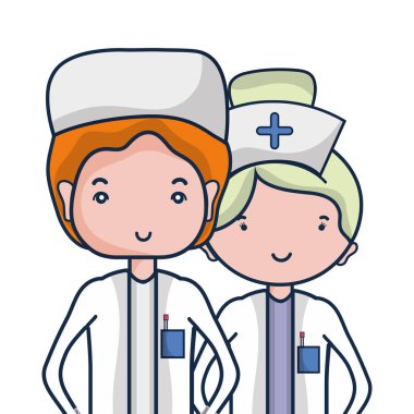 Doktor ve hemşire insanlar vektör çizim yardımcı olmak için