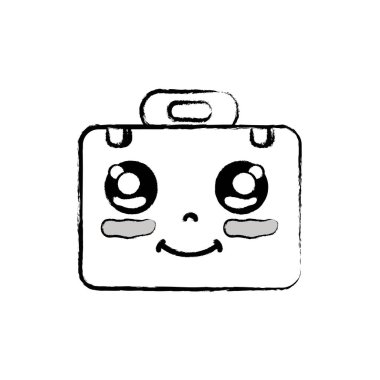 Şekil kawaii şirin mutlu evrak çantası ve çanta vektör çizim