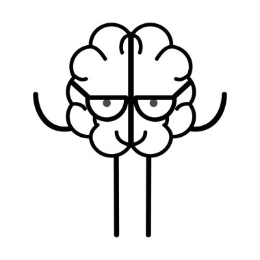 satırı simgesi çok güzel kawaii beyin gözlüklü, vektör çizim