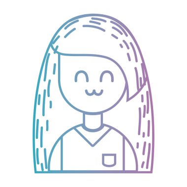 satır güzellik kız saç modeli ve tek tip kıyafet vektör çizim ile