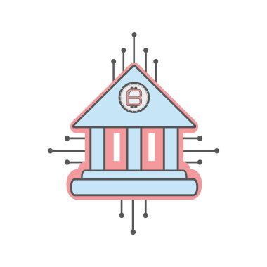 satırı simgesi devre banka bitcoin para para birimi, vektör çizim