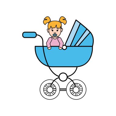 kız bebek arabası kutsal kişilerin resmi, vektör tasarım görüntü illüstrasyon içinde