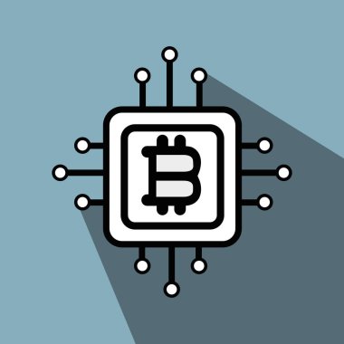 satırı simgesi devre bitcoin para para birimi, vektör çizim