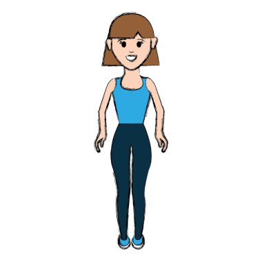 saç modeli ve rahat kumaş, Genç kadınla illüstrasyon vektör