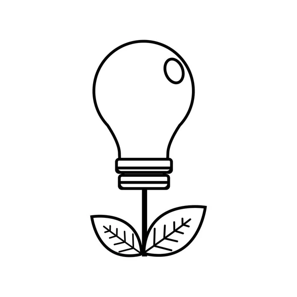 Силуэт Энергетическая Лампочка Иконкой Листьев Векторная Иллюстрация — стоковый вектор