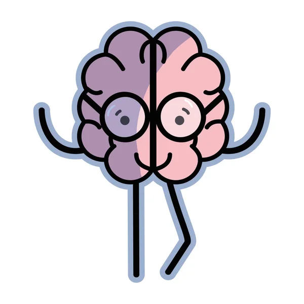 Ícone Adorável Cérebro Kawaii Com Óculos Ilustração Vetorial —  Vetores de Stock
