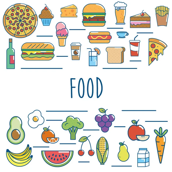 美味食品营养背景设计向量插图 — 图库矢量图片
