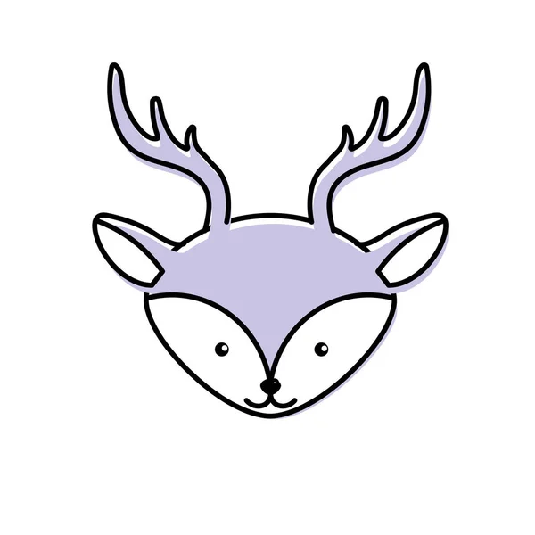 かわいい鹿頭の野生動物のベクトル図 — ストックベクタ