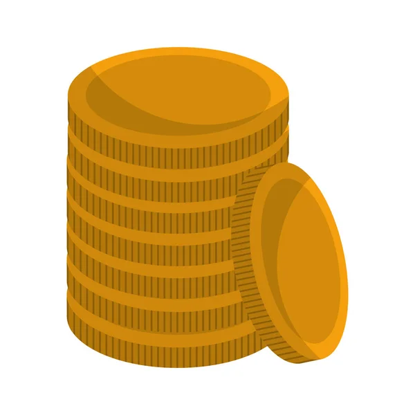 Många Metall Guld Mynt Pengar Vektor Illustration Design — Stock vektor