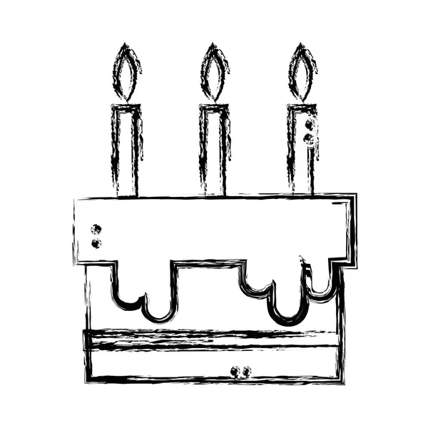 Figure Gâteau Savoureux Avec Bougie Pour Fête Illustration Vectorielle Illustration — Image vectorielle