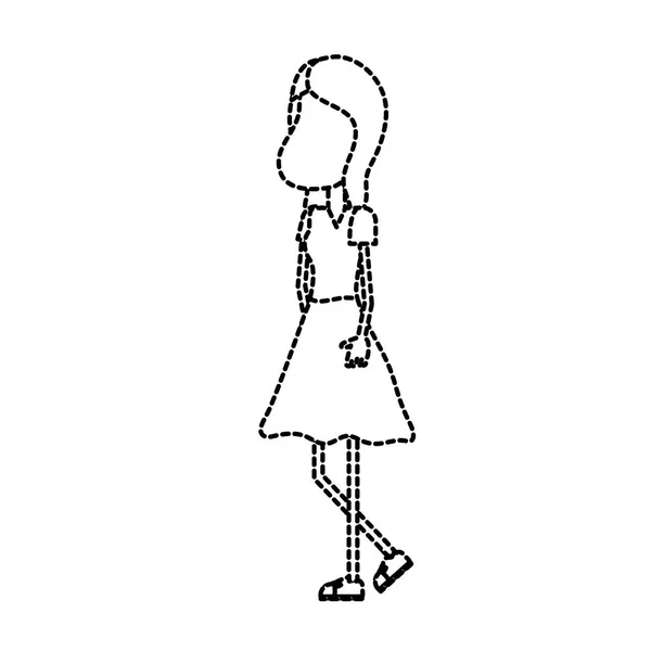 Διάστικτο Σχήμα Ομορφιά Γυναίκα Χτένισμα Σχεδιασμό Και Ρούχα Εικονογράφηση Διάνυσμα — Διανυσματικό Αρχείο