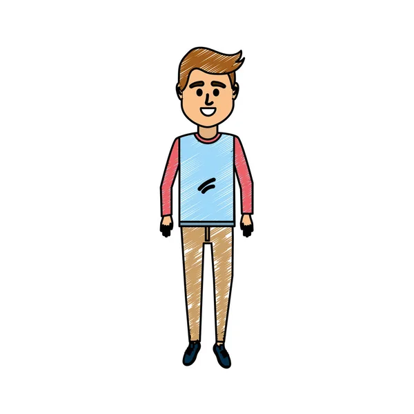 Hombre Con Camiseta Pantalones Diseño Vector Ilustración — Vector de stock