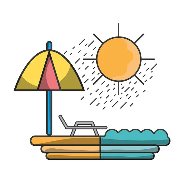 Siège Solaire Avec Parapluie Illustration Vectorielle Vacances — Image vectorielle