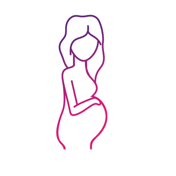 Línea Agradable Mujer Embarazada Esperar Bebé Vector Ilustración — Archivo Imágenes Vectoriales