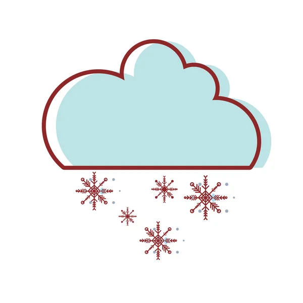 cute cloud with snow and cold weather vector illustration