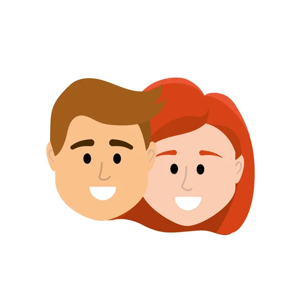 Couple Head Together Hairstyle Design Vector Illustration — Stock Vector