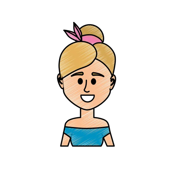 Mujer Avatar Con Peinado Diseño Blusa Vector Ilustración — Vector de stock