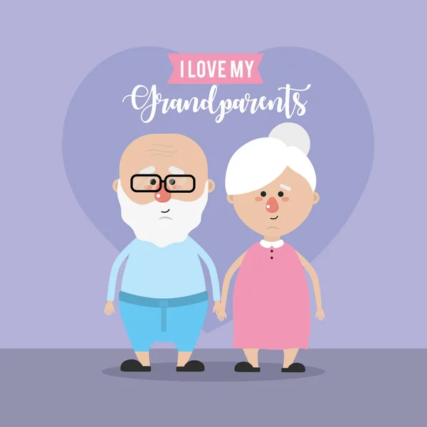 Grootouders Paar Samen Schattig Liefde Vectorillustratie — Stockvector