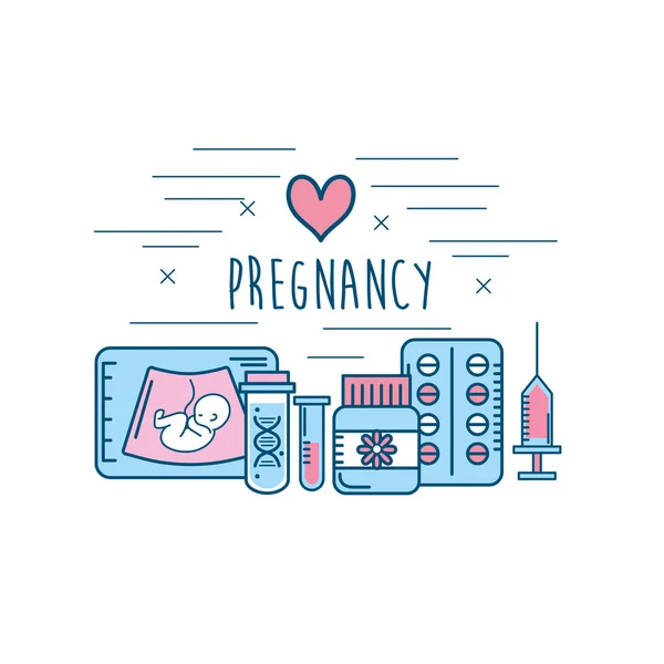 Medicina Fertilización Mujer Reproducción Del Embarazo Vector Ilustración — Archivo Imágenes Vectoriales