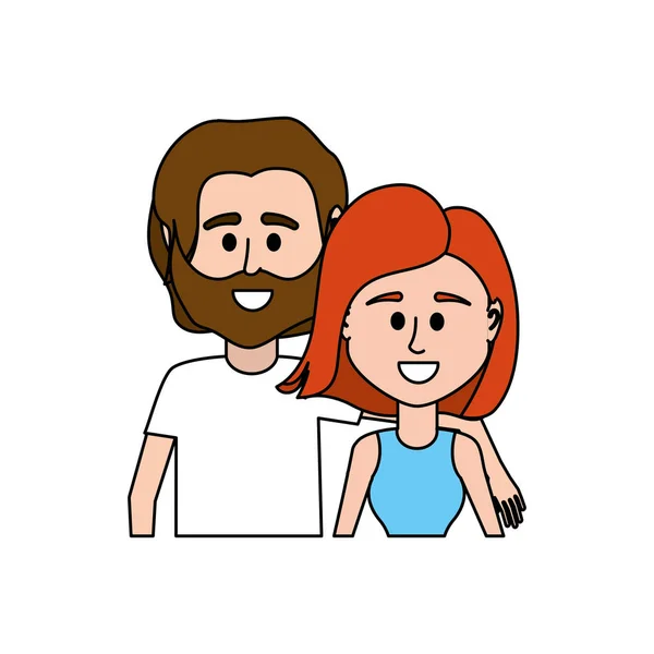 Pareja Junto Con Ropa Casual Vector Ilustración Diseño — Vector de stock