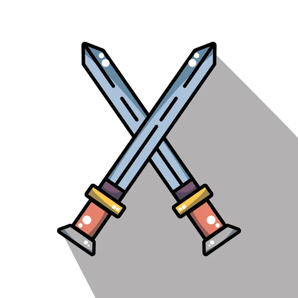 Swords Medieval Element Army Cross Vector Illustration — Stock Vector