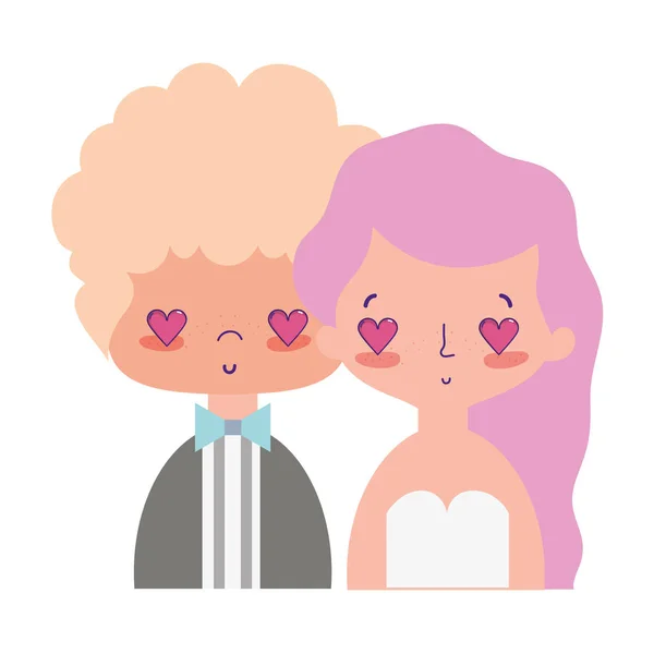 Pareja Belleza Casada Con Diseño Peinado Vector Ilustración — Archivo Imágenes Vectoriales