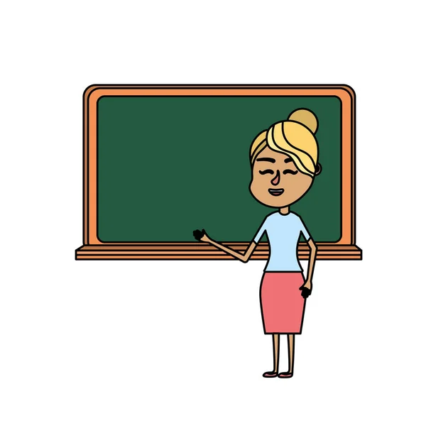 Kadın Öğretmen Blackboard Vektör Çizim Öğrenci Öğretme — Stok Vektör