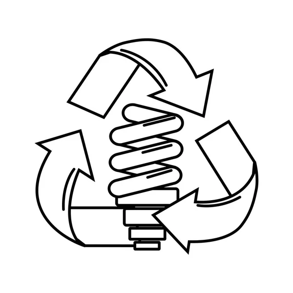 Silhueta Salvar Bulbo Com Símbolo Reciclagem Ilustração Vetorial — Vetor de Stock