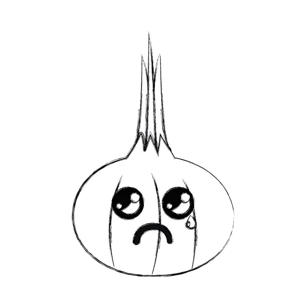 可愛い素敵な泣いているタマネギ野菜 ベクトル イラスト — ストックベクタ