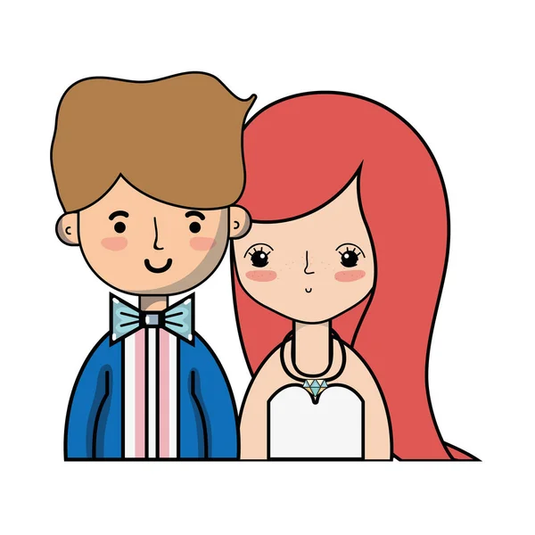 Pareja Belleza Casada Con Diseño Peinado Vector Ilustración — Vector de stock