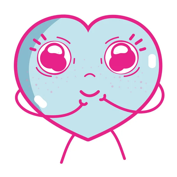 Kawaii Lindo Corazón Feliz Vector Amor Ilustración — Archivo Imágenes Vectoriales