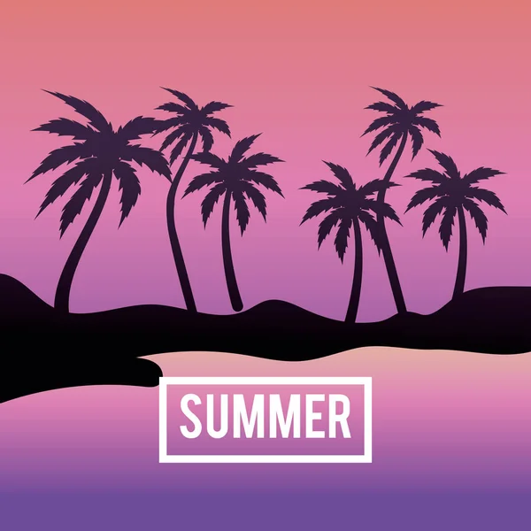 Sommerurlaub Auf Der Insel Mit Palmen Vektor Illustration — Stockvektor