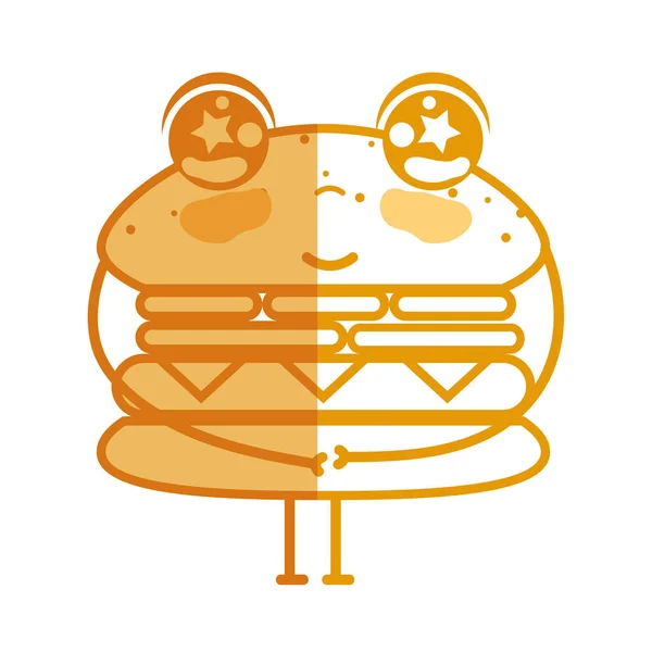 Silhouet Kawaii Schattige Tere Humburger Voedsel Vectorillustratie — Stockvector