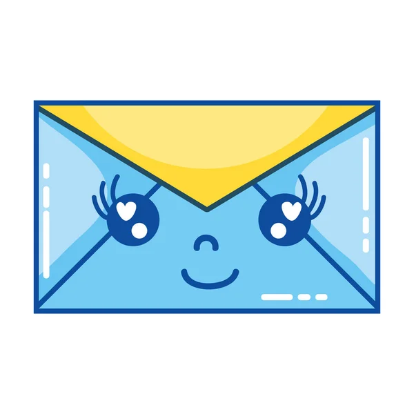 Kawaii Aranyos Boldog Mail Üzenetet Vektoros Illusztráció — Stock Vector