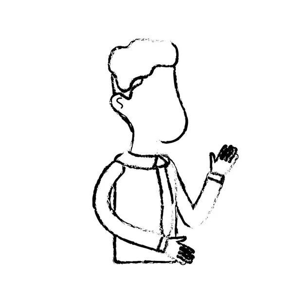 Figura Bell Uomo Con Cravatta Maglione Usura Illustrazione Vettoriale — Vettoriale Stock