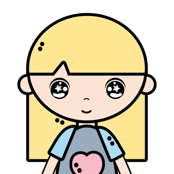 Tender Girl Child Pijama Hairstyle Vector Illustration — Stock Vector
