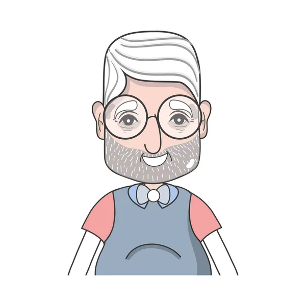 Hombre Viejo Con Peinado Ropa Casual Vector Ilustración — Vector de stock