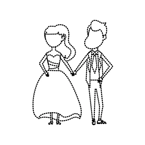 Prickade Formen Lyckliga Paret Tillsammans Och Romantiska Firande Vektor Illustration — Stock vektor