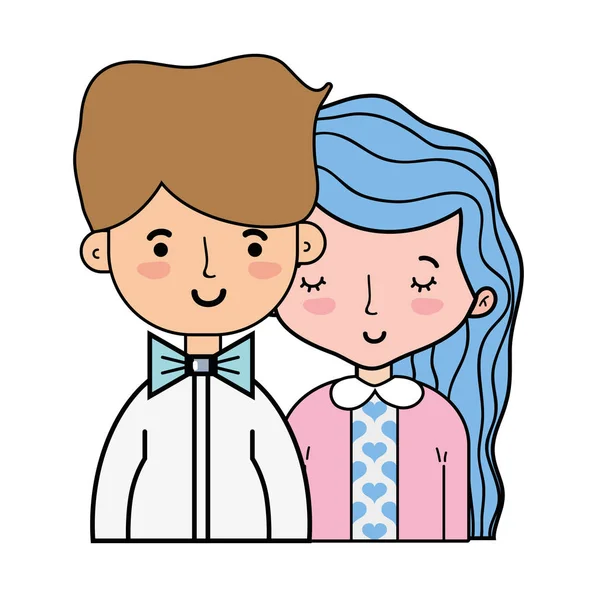 Pareja Belleza Junto Con Diseño Del Peinado Vector Ilustración — Vector de stock