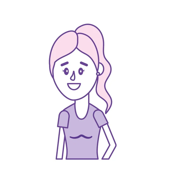 Mujer Con Peinado Ilustración Vector Diseño Blusa — Vector de stock