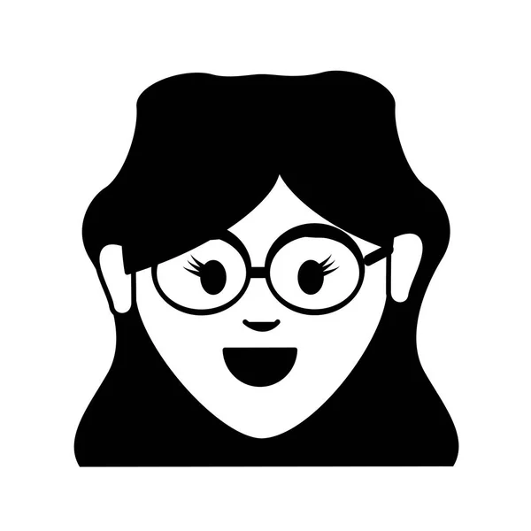 Счастливая Симпатичная Женщина Прической Очками Векторным Дизайном Иллюстраций — стоковый вектор
