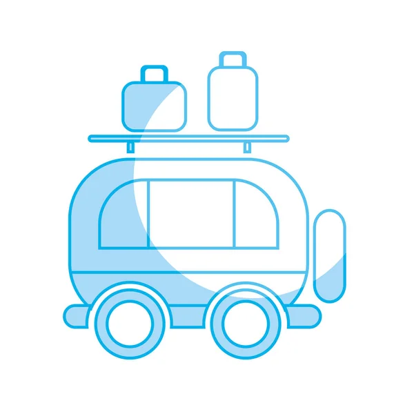Silhouette Van Transportation Bags Travel Vector Illustration — Stock Vector