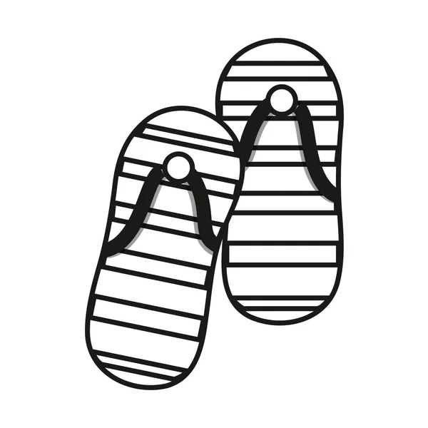 Line Casual Flip Flops Feet Clothes Vector Illustration - Stok Vektor